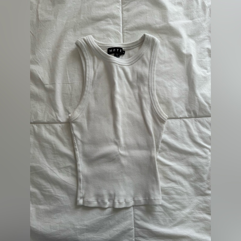 Motel Rocks Cariter Racer Vest Top In Ribbed White - Picture 5 of 7